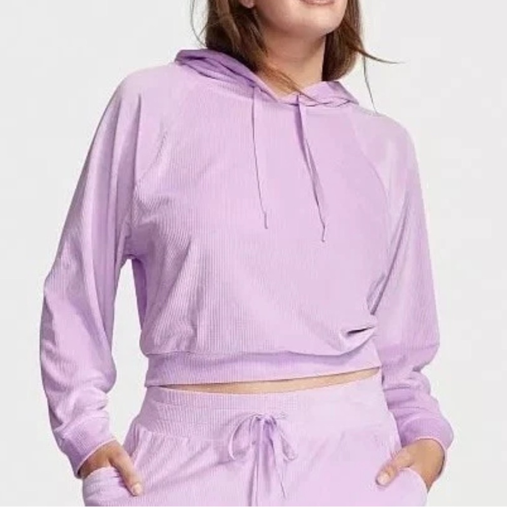 Victoria's Secret Velour Hoodie Jogger 2 piece Lilac Purple Unicorn Size S New